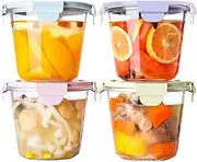 Glass Food Storage Containers, 4 Piece Set of Glass Meal Prep Containers with Lid, Microwave and Refrigerator Safe, Suitable for oat, Fruits, Salads, Lunches etc.