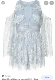 Alice McCall “hold Up Ps” Baby Blue Jumsuit Size AU14 US10 New. Rrp $390