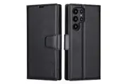 ZUSLAB Galaxy S22 Ultra Case, 5G Hanman Leather Wallet Card Case Black