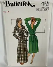 Vtg OOP Butterick Sewing Pattern 5165 Sz 14 Long or Short Robes 36" Bust UC FF