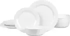 Unbreakable Plates and Bowls Sets for 4, 12-Pieces Melamine Basics Dinnerware Se