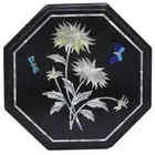 12" Inlay Black Marble Center Side Coffee Flower Table Top Malachite
