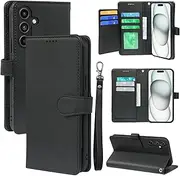 for Samsung A16 Wallet Case, Premium PU Leather Flip Cover with Wrist Strap, [9 Card Holder] [Magnetic Closure & Kickstand], Shockproof 5G Mobile Phone Cases for Galaxy A16 5G (Black)