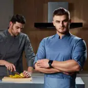 Stretchy Chef Jacket Long Sleeve Waterproof Kitchen Cook Uniform Restaurant Top