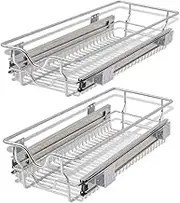 vidaXL - Durable Pull-Out Wire Baskets, Silver, Optimised for 300 mm Kitchen Cabinets, Easy Install, Set of 2