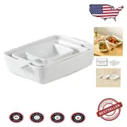 Elegant Ceramic Baking Dish Set: 3 Rectangular Casserole Pans for All Occasions