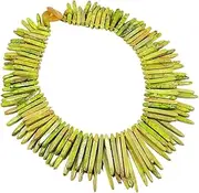 [Generic] 20" 2 Rows Green Yellow Sea Sediment Jasper Top drilled Stick Necklace Handmade Lady Jewelry Gifts