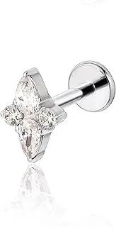 [limerencia] F136 Hypoallergenic Titanium Flat Back Stud,G23 Implant Grade Press Fit Threadless Earrings 20g 6mm 8mm Push Pin Tragus Cartilage Helix Conch Nose Piercing Jewelry(1pc)
