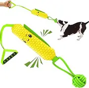 ETIAL Interactive Dog Tug Toy,Indestructible Dog Toys for Aggressive Chewers,Tough Squeaky Dog Rope Toys for Training,Tug of War Dog Toy Balls for Medium & Large Dogs (Corn)