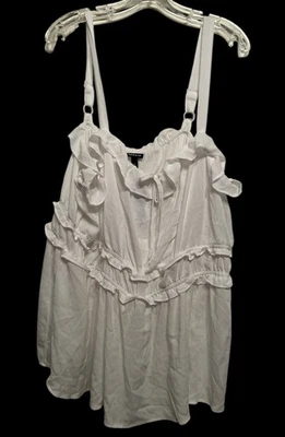 New TORRID Babydoll Top Smocked Cami White Gauze Crinkle Plus Size 3 3X