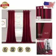 Set of 2 Red Velvet Blackout Curtains - Insulated & Noise Reducing, 120