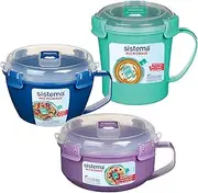 [Sistema] 3 Pack Soup, Porridge & Noodle Bowl to Go, Assorted Colours