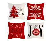 Christmas Pillow Covers 18x18 Inch Set of 4 Cushion Covers Square Christmas Decoration Pillowcase