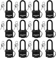 Heavy Duty Weatherproof Laminated Padlock with Key，2.2 Inch Long Shackle Pad Lock with Same Key for Door, Gate, Shed, Trailer, Storage, Chain, 12 Pack