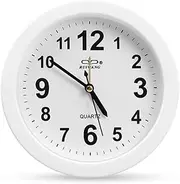 BuyinMo 6 Inch Simple Small Bedroom Bedside Student Office Desk Clock, Battery Operated Travel Kids Alarm Clock, Silent No Ticking Analog Quartz Kitchen Living Room Decorative Wall Clock