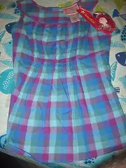 American Girl ADDY PERIWINKLE PLAID TOP FOR GIRLS SIZE 7 NWTS
