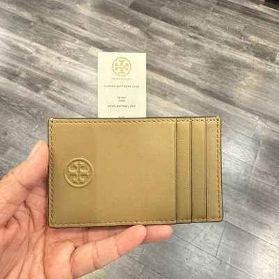 Tory Burch Fleming Soft Card Case 137147 IN PEBBLESTONE