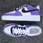 Air Force 1 Custom White Shoes Retro Court Grape Purple Black Swoosh Mens Womens