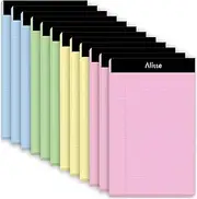 Alitte Colored Legal Notepads 5x8, Pack of 12- Perforated Narrow Ruled Writing Pad - Premium Thick Paper, No Ink Bleeding - Legal Pads For Home, Office, School, Business - 50 Sheets Per Notebook