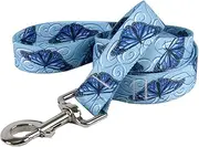Yellow Dog Design Blue Butterfly Swirl Dog Leash 1" Wide and 5' (60") Long, Large