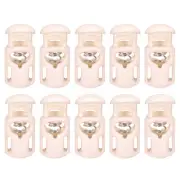 30Pcs 5.5x3mm Cord Lock Plastic Single Hole Spring Toggle Stoppers, Brush Pink