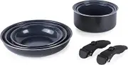 Russell Hobbs RH03321EU7 Smart Clip Saucepan and Pan Set - 8 Piece Ceramic Coating Removable Handles Stackable PFAS Free Induction Compatible Navy Blue