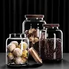 Glass Sealed Jar Lid Sealed Storag Wood Cover Storage Jar Organizer Containers