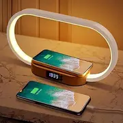Clora Table Desk with USB Port Bedroom Bedside Lamp 10W Fast Wireless Charger Nightstand Lamp Clock Touch Lamp Home Decor Dimmable Adjustable Brightness