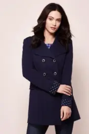 Yumi Double Breasted Ponte Trench Coat Blue Size UK 12 RRP £90 TD7 BB 03