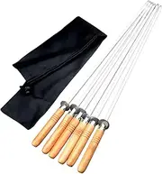 yuksok 6Pcs Stainless Steel Flat Skewers BBQ Skewers,with Carry Bag,Reusable,Kebab Sticks Grilling Supplies for Cooking Camping Meat