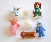Bundle Up / Winter Shank Buttons / Snowmen ~ Snowflakes ~ Winter ~ Sled