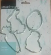 4 Metal Easter Cookie Cutters New in Package Bunny Carrot Egg Bird Green NEW!