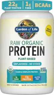 Garden of Life Raw Organic Protein Plant Based Unflavored No Stevia Apr/2026 NEW