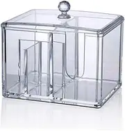 HONMEET Acrylic Makeup Cotton Storage Box Cosmetic Organizer Swab Holder Cosmetics Storage Refillable and Lockable Container