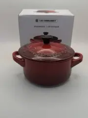 Le Creuset Stoneware Mini-Cocotte Ronde Holly Design In Cerise Red