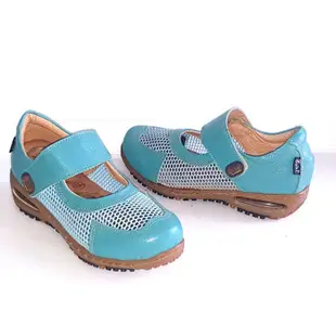 零碼鞋 5號 Zobr 路豹 女款 牛皮氣墊娃娃鞋 BB656 水藍色 (BB系列) 特價990元雙氣墊款