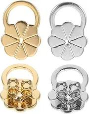 [HAPINARY] 4pcs Gold Plated Flower Ear Stops Heavy Duty Metal Earring Backs Stud Earring for Women