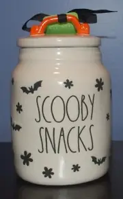 Rae Dunn "Scooby Snacks” 6” Dog Treat Cookie Jar w/ Lid Mystery Machine Canister