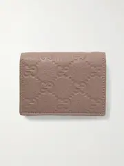 [Gucci] Gucci - Gg Emblem Mini Debossed Textured-leather Wallet - Neutral - One size One size Neutrals