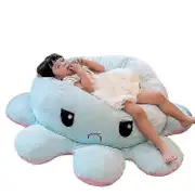 Reversible Octopus Stuffed Animal, Large Plush Octopus Cushion Pillow Toys BSSM Blue 90cm
