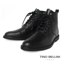 在飛比找momo購物網優惠-【TINO BELLINI 貝里尼】牛皮極簡個性綁帶中筒靴-