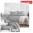 King Size Lightweight Comforter & Pillowcase Set - Stylish Gray Geometric Design