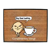 Complimentary Biscuit Coffee - Funny Novelty Doormat Man Cave Floor mat