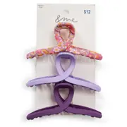 &me Women's Floral Claw Clip 3 Pack - Multi