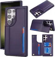iCoverCase Compatible with Samsung Galaxy S23 Ultra Case with Card Holder, S23 Ultra Wallet Case for Women Men [RFID Blocking] PU Leather Protective Phone Case for S23 Ultra 5G (Dark Purple)