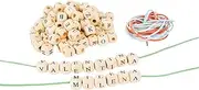 small foot 10713 Wooden Letter Cube for Threading - Promotes Creativity and Teaches Spelling - Ages 3+