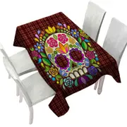 Mexican Sugar Skull over Gingham Tablecloth