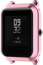 Turnwin intended for Amazfit GTS 2 Mini Case, Full of Cover Electroplating Soft Flexible TPU Silicone Shock-Proof and Scratch-Resistant Protector Cover Case intended for Amazfit GTS 2/ Pop Pro Mini Bands Smartwatch (Rose Pink)