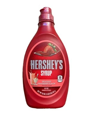 NEW HERSHEY'S STRAWBERRY FLAVOR SYRUP 22 OZ (623G) BOTTLE FAT FREE