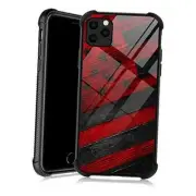 DJSOK Case Compatible with iPhone 12 Mini Black red wood grain American flag